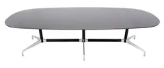 SEGMENTED DINING/CONFERENCE TABLE FOR VITRA by Charles and Ray Eames, Lacquered dark oak veneered top on polished aluminium and black powder coated steel legs, sold Apr 2023