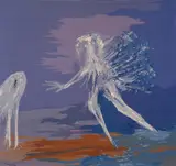 Starry Night, White Dog 1968-69 wool and cotton tapestry, ed. 1/4 by Arthur Boyd, 1968, wool and cotton tapestry, ed. 1/4, sold Mar 2023
