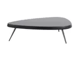 MEXIQUE LOW TABLE FOR CASSINA by Charlotte Perriand, Black matt lacquered top with grey polished metal legs and rubber feet. Stamped and numbered to underside, sold Jul 2023