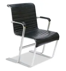 Marcel Breuer, SIDE CHAIR FOR ICF, Solid aluminium, ribbed leather. Limited production