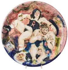 Wendy Sharpe, Hercules and Omphale 1995 ceramic plate, 1995, ceramic plate