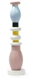 TOTEM FOR BITOSSI by Ettore Sottsass, Pale blue, white, yellow, and black glazed earthenware. Brass and metal fittings, sold Jul 2022