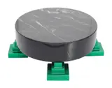 PARK LANE COFFEE TABLE FOR MEMPHIS MILANO by Ettore Sottsass, Coffee table in sparkle green fiberglass, black plastic, and marble, sold Jul 2022