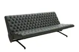 Osvaldo Borsani, MOLLINO D70 CANAPÉ LOUNGE FOR TECNO, Two pivoting wings, black painted metal frame, polyurethane foam filling, in stunning green leather upholstery