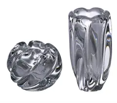 Orrefors, TWO 'WATERFALL' CRYSTAL VASES