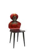 'MORO' CHAIR by Piero Fornasetti, The chair has a lithographically applied graphic which is hand-finished and covered with a smooth lacquer, sold Nov 2021
