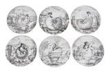 SET OF SIX 'LE OCEANIDI' PLATES by Piero Fornasetti, Six porcelain plates with original Fornasetti designs, sold Nov 2021