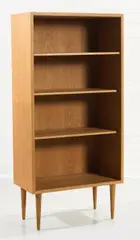 BOOKSHELF FOR KARL ANDERSON & SONS by Borge Mogensen, Oak veneer with four interchangeable shelves, sold Jun 2021