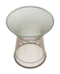 SIDE TABLE by Warren Platner, Nickel base, glass top, sold Nov 2020