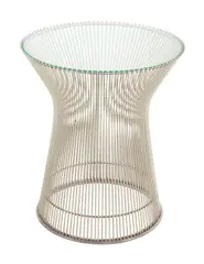 SIDE TABLE by Warren Platner, Nickel base, glass top, sold Nov 2020
