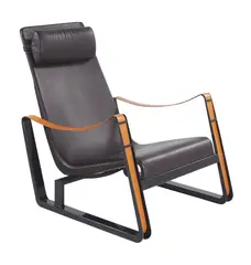 'CITE' CHAIR FOR VITRA by Jean Prouvé, Cover, seat and backrest black leather. Neck cushion in polyurethane foam, height-adjustable. Base bent sheet steel, pow, sold Nov 2020
