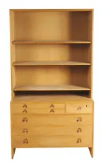 BOOKCASE CABINET by Hans J. Wegner, Oak with sectional shelving and drawers (no key), sold Sep 2020