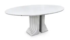 'SAMO' DINING TABLE by Carlo Scarpa, Statuario Italian marble. Oval top on two pillars (removable top and base, marble top several dints and chips), sold Nov 2019