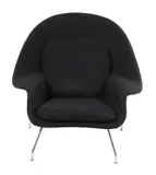 Eero Saarinen, 'WOMB' CHAIR FOR KNOLL, Black wool fabric, fibreglass frame, chrome base