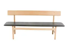 'MODEL 3171' BENCH by Borge Mogensen, Solid wood and leather, sold Nov 2019