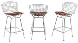 Harry Bertoia, THREE BAR STOOLS FOR KNOLL, Polished chrome and fabric