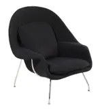 Eero Saarinen, 'WOMB' CHAIR, Black wool fabric, fibreglass frame, chrome base