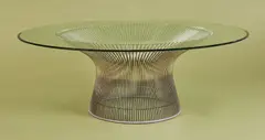 COFFEE TABLE FOR KNOLL by Warren Platner, Nickel base, glass top, sold Jul 2019