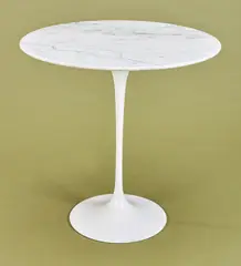 SIDE TABLE by Eero Saarinen, White marble, stem base, sold Jul 2019