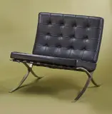 'BARCELONA' CHAIR FOR KNOLL by Ludwig Mies van der Rohe, Black leather on polished steel base, sold Jul 2019