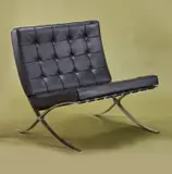 'BARCELONA' CHAIR FOR KNOLL by Ludwig Mies van der Rohe, Black leather on polished steel base, sold Jul 2019