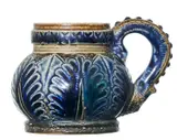 Martin Brothers, STONEWARE MINIATURE JUG IN FLEMISH COLOURS