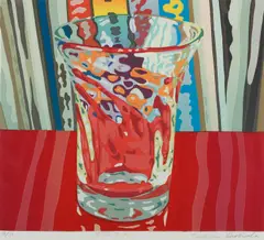 Hishida Toshiko, A Beautiful Moment of Time Seen in A Drinking Glass woodblock 4/30, A Beautiful Moment of Time Seen in A Drinking Glass