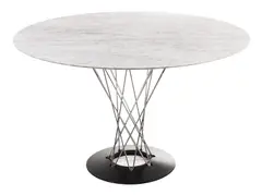 'CYCLONE' DINING TABLE FOR KNOLL INTERNATIONAL by Isamu Noguchi, Rare Cararra marble top on twisted chrome base, sold Jul 2018