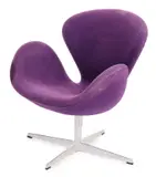 SWAN CHAIR FOR FRITZ HANSEN by Arne Jacobsen, Purple upholstery on metal base (stamped), sold Apr 2017