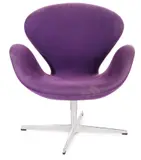 SWAN CHAIR FOR FRITZ HANSEN by Arne Jacobsen, Purple upholstery on metal base (stamped), sold Apr 2017