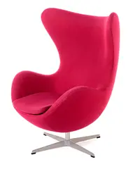 EGG CHAIR FOR FRITZ HANSEN by Arne Jacobsen, Red fabric on steel base, sold Apr 2017