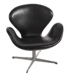 SWAN CHAIR FOR FRITZ HANSEN by Arne Jacobsen, Black leather on polished aluminium, sold Jul 2017