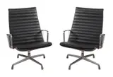 Charles and Ray Eames, PAIR OF HIGH BACK ALUMINIUM GROUP CHAIRS FOR HERMAN MILLER, Black vinyl on polished aluminium base