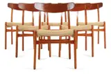 SET OF SIX ''-CH23' CHAIRS by Hans J. Wegner, Teak and rope cord, sold Apr 2016