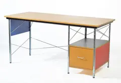 Desk unit by Charles and Ray Eames, Zinc coated steel, plywood, sold Dec 2015