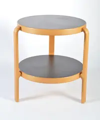 Two tier circular side table by Bruno Mathsson, Beech with black laminate top, sold Dec 2015