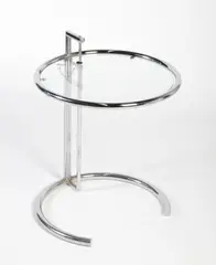 Model E1027 side tabel by Eileen Gray, Glass and chrome, sold Dec 2015