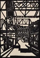 The Spit Bridge 1929 book plate 140/250 by Margaret Preston, 1929, sold May 2015