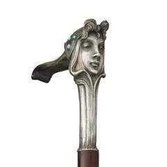 Georges Flamand, HANDLE, silver and turquoise coloured cabochons