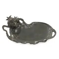 Georges Flamand, FIGURAL VIDE POCHE, patinated pewter