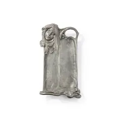 Georges Flamand, MAIDEN AND FROG VIDE POCHE, pewter-like metal