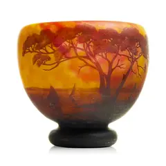 Daum, LAKESCAPE VASE, 1920s, cameo glass