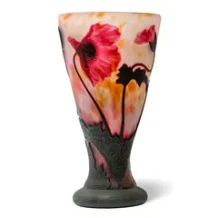 Daum, PAVOTS CAMEO GLASS VASE, mottled glass