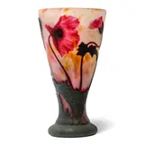 Daum, PAVOTS CAMEO GLASS VASE, mottled glass