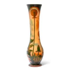 Daum, DANDELION CAMEO GLASS VASE, overlaid and acid-etched glass