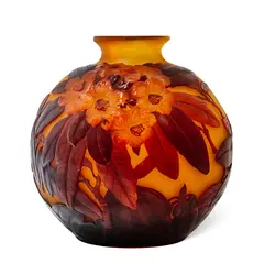 Galle, RHODODENDRON CAMEO GLASS VASE, moulded-blown glass