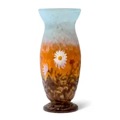 Daum, MARGUERITES CAMEO GLASS VASE, mottled glass
