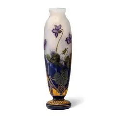 Daum, VIOLETTES CAMEO GLASS VASE, mottled glass