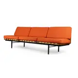 Robin Day, 'FORM GROUP' SOFA, DESIGNED 1960, 1960, enamelled steel frame with three mahogany seat frames, Pirelli webbing