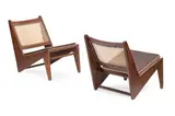 PAIR OF KANGAROO CHAIRS by Pierre Jeanneret, Indian rosewood and cane, offered May 2026